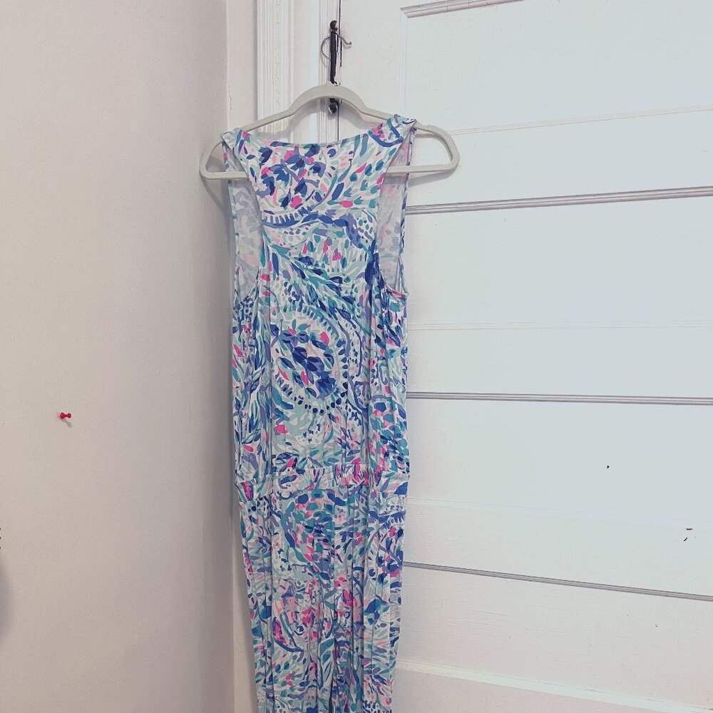 Lilly Pulitzer Paulina Aqua Pink Jumpsuit Size M Pull On